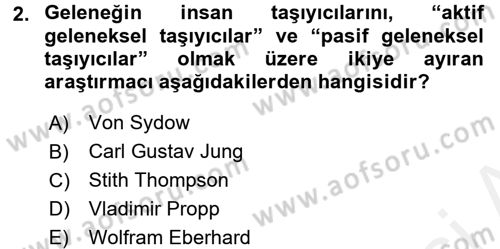 Halk Masalları Dersi 2017 - 2018 Yılı (Vize) Ara Sınav Soruları 2. Soru