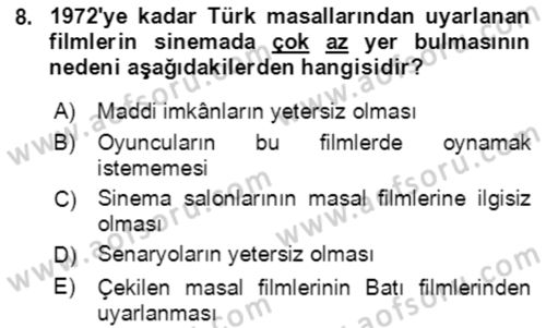 Halk Masalları Dersi 2017 - 2018 Yılı (Final) Dönem Sonu Sınav Soruları 8. Soru
