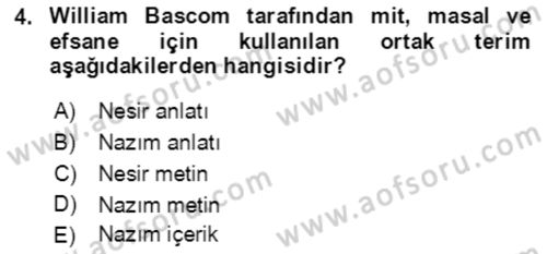 Halk Masalları Dersi 2018 - 2019 Yılı (Vize) Ara Sınav Soruları 4. Soru