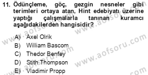 Halk Masalları Dersi 2018 - 2019 Yılı (Final) Dönem Sonu Sınav Soruları 11. Soru