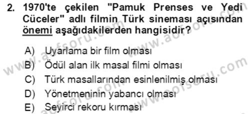 Halk Masalları Dersi 2018 - 2019 Yılı (Final) Dönem Sonu Sınav Soruları 2. Soru