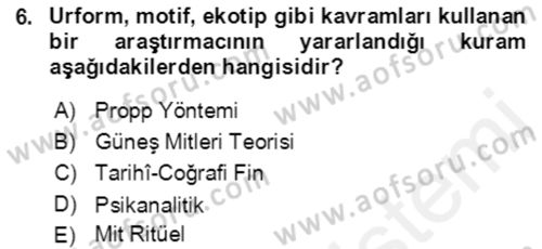 Halk Masalları Dersi 2018 - 2019 Yılı (Final) Dönem Sonu Sınav Soruları 6. Soru