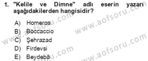 Halk Masalları Dersi 2018 - 2019 Yılı Yaz Okulu Sınav Soruları 1. Soru