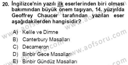 Halk Masalları Dersi 2018 - 2019 Yılı Yaz Okulu Sınav Soruları 20. Soru
