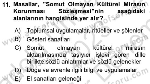 Halk Masalları Dersi 2023 - 2024 Yılı (Final) Dönem Sonu Sınav Soruları 11. Soru