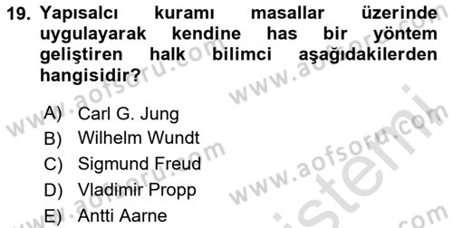 Halk Masalları Dersi 2023 - 2024 Yılı (Final) Dönem Sonu Sınav Soruları 19. Soru