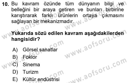 Halk Masalları Dersi 2023 - 2024 Yılı Yaz Okulu Sınav Soruları 10. Soru