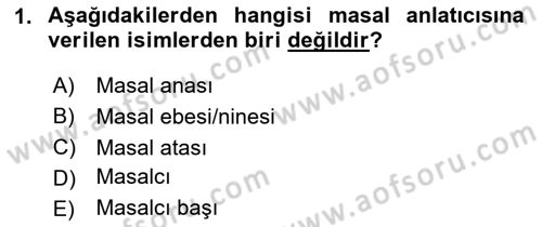 Halk Masalları Dersi 2024 - 2025 Yılı (Vize) Ara Sınav Soruları 1. Soru