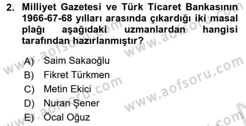 Halk Masalları Dersi 2024 - 2025 Yılı (Final) Dönem Sonu Sınav Soruları 2. Soru