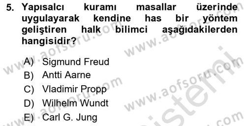 Halk Masalları Dersi 2024 - 2025 Yılı (Final) Dönem Sonu Sınav Soruları 5. Soru