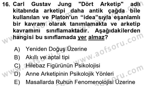 Halk Masalları Dersi 2024 - 2025 Yılı Yaz Okulu Sınav Soruları 16. Soru