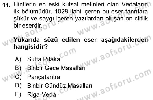Halk Masalları Dersi 2025 - 2026 Yılı (Vize) Ara Sınav Soruları 11. Soru