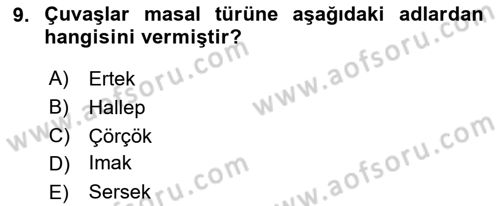 Halk Masalları Dersi 2025 - 2026 Yılı (Vize) Ara Sınav Soruları 9. Soru