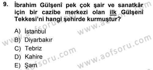 XVI. Yüzyıl Türk Edebiyatı Dersi 2012 - 2013 Yılı (Vize) Ara Sınav Soruları 9. Soru