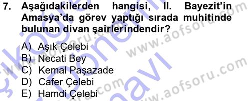 XVI. Yüzyıl Türk Edebiyatı Dersi 2012 - 2013 Yılı (Final) Dönem Sonu Sınav Soruları 7. Soru