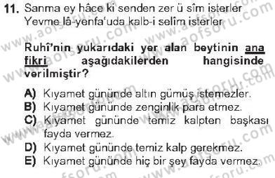 XVI. Yüzyıl Türk Edebiyatı Dersi 2012 - 2013 Yılı Tek Ders Sınav Soruları 11. Soru