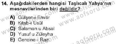 XVI. Yüzyıl Türk Edebiyatı Dersi 2012 - 2013 Yılı Tek Ders Sınav Soruları 14. Soru