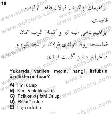 XVI. Yüzyıl Türk Edebiyatı Dersi 2012 - 2013 Yılı Tek Ders Sınav Soruları 18. Soru