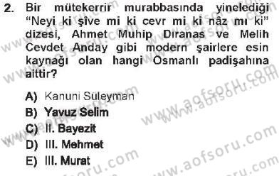 XVI. Yüzyıl Türk Edebiyatı Dersi 2012 - 2013 Yılı Tek Ders Sınav Soruları 2. Soru