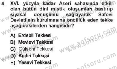 XVI. Yüzyıl Türk Edebiyatı Dersi 2012 - 2013 Yılı Tek Ders Sınav Soruları 4. Soru