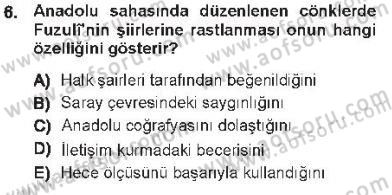 XVI. Yüzyıl Türk Edebiyatı Dersi 2012 - 2013 Yılı Tek Ders Sınav Soruları 6. Soru