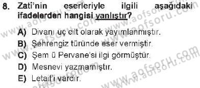 XVI. Yüzyıl Türk Edebiyatı Dersi 2012 - 2013 Yılı Tek Ders Sınav Soruları 8. Soru
