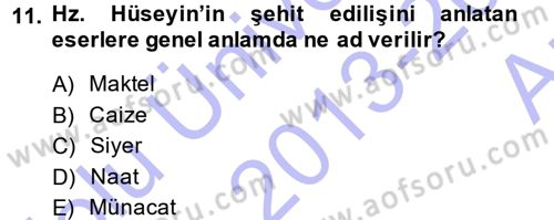 XVI. Yüzyıl Türk Edebiyatı Dersi Ara Sınavı Deneme Sınav Soruları 11. Soru