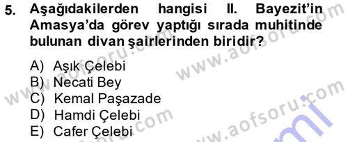 XVI. Yüzyıl Türk Edebiyatı Dersi Ara Sınavı Deneme Sınav Soruları 5. Soru
