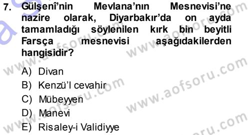 XVI. Yüzyıl Türk Edebiyatı Dersi Ara Sınavı Deneme Sınav Soruları 7. Soru