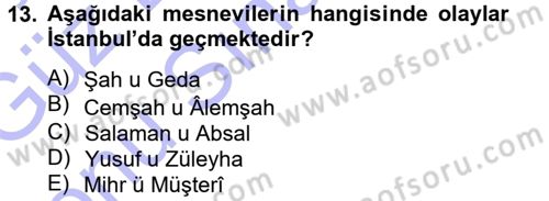 XVI. Yüzyıl Türk Edebiyatı Dersi 2013 - 2014 Yılı (Final) Dönem Sonu Sınav Soruları 13. Soru
