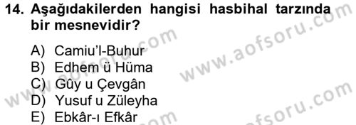 XVI. Yüzyıl Türk Edebiyatı Dersi 2013 - 2014 Yılı (Final) Dönem Sonu Sınav Soruları 14. Soru