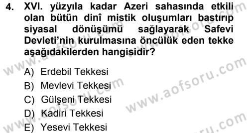 XVI. Yüzyıl Türk Edebiyatı Dersi 2013 - 2014 Yılı (Final) Dönem Sonu Sınav Soruları 4. Soru