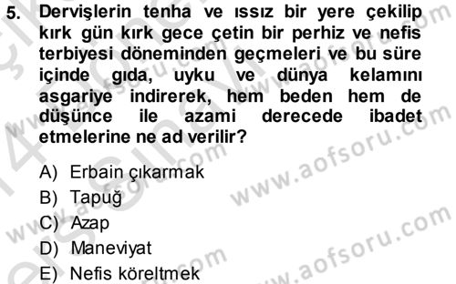 XVI. Yüzyıl Türk Edebiyatı Dersi 2013 - 2014 Yılı Tek Ders Sınav Soruları 5. Soru
