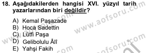 XVI. Yüzyıl Türk Edebiyatı Dersi 2014 - 2015 Yılı (Final) Dönem Sonu Sınav Soruları 18. Soru