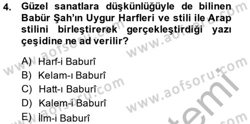 XVI. Yüzyıl Türk Edebiyatı Dersi 2014 - 2015 Yılı (Final) Dönem Sonu Sınav Soruları 4. Soru