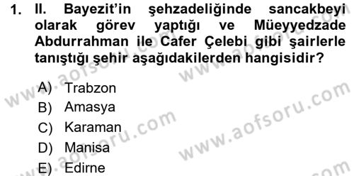 XVI. Yüzyıl Türk Edebiyatı Dersi 2015 - 2016 Yılı (Vize) Ara Sınav Soruları 1. Soru