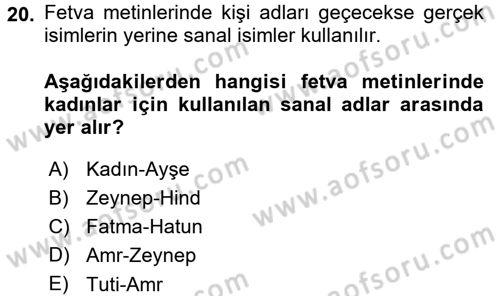 XVI. Yüzyıl Türk Edebiyatı Dersi 2015 - 2016 Yılı (Final) Dönem Sonu Sınav Soruları 20. Soru