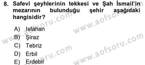 XVI. Yüzyıl Türk Edebiyatı Dersi 2015 - 2016 Yılı Tek Ders Sınavı 8. Soru