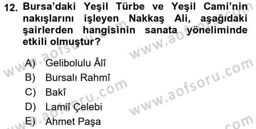 XVI. Yüzyıl Türk Edebiyatı Dersi 2016 - 2017 Yılı 3 Ders Sınav Soruları 12. Soru