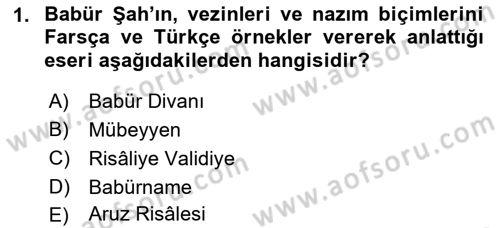 XVI. Yüzyıl Türk Edebiyatı Dersi 2018 - 2019 Yılı 3 Ders Sınav Soruları 1. Soru
