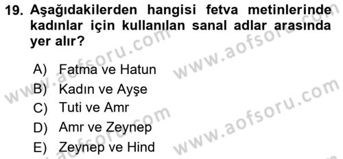 XVI. Yüzyıl Türk Edebiyatı Dersi 2018 - 2019 Yılı 3 Ders Sınav Soruları 19. Soru