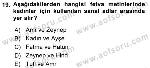 XVI. Yüzyıl Türk Edebiyatı Dersi 2018 - 2019 Yılı Yaz Okulu Sınav Soruları 19. Soru