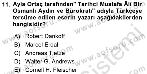 XVI. Yüzyıl Türk Edebiyatı Dersi 2022 - 2023 Yılı (Final) Dönem Sonu Sınav Soruları 11. Soru