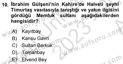 XVI. Yüzyıl Türk Edebiyatı Dersi Ara Sınavı Deneme Sınav Soruları 10. Soru