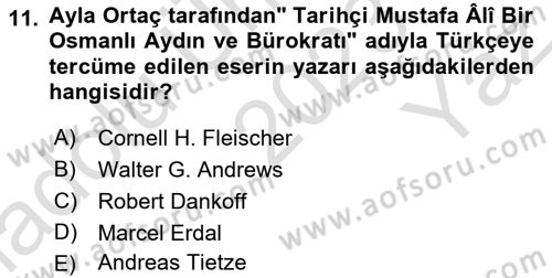 XVI. Yüzyıl Türk Edebiyatı Dersi 2023 - 2024 Yılı Yaz Okulu Sınav Soruları 11. Soru