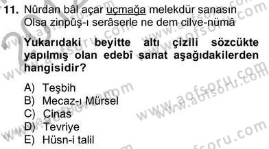 XVII. Yüzyıl Türk Edebiyatı Dersi 2012 - 2013 Yılı (Vize) Ara Sınav Soruları 11. Soru
