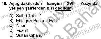 XVII. Yüzyıl Türk Edebiyatı Dersi 2012 - 2013 Yılı (Vize) Ara Sınav Soruları 18. Soru