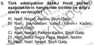 XVII. Yüzyıl Türk Edebiyatı Dersi 2012 - 2013 Yılı (Vize) Ara Sınav Soruları 5. Soru