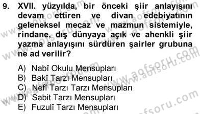 XVII. Yüzyıl Türk Edebiyatı Dersi 2012 - 2013 Yılı (Vize) Ara Sınav Soruları 9. Soru