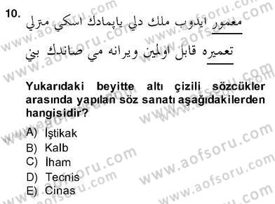 XVII. Yüzyıl Türk Edebiyatı Dersi 2013 - 2014 Yılı (Vize) Ara Sınav Soruları 10. Soru